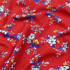 1704/02 Плательно-блузочная вискоза джаванез Blumarine цветы на красном